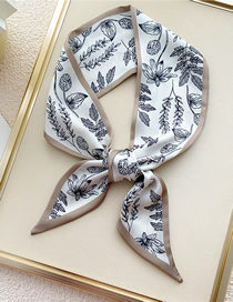 Fashion 37x Painting Leaf Khaki Printed Socket Long Silk Scarf
