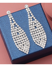 Fashion Silver Geometric Diamond Tassel Drop Earrings