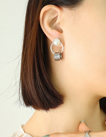 Fashion Silver Titanium Gold Plated Double Hoop Geometric Stud Earrings