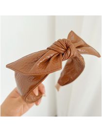 Fashion Brown Wide-brimmed Leather Headband With Bow
