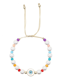 Fashion 3# Geometric Pearl Beads Beaded Oil Eye Bracelet