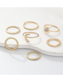 Fashion Gold Alloy Diamond Star Moon Geometric Ring Set