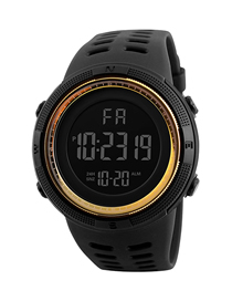 Fashion Gold Plastic Geometric Round Dial Watch  Resin