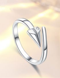 Fashion Women's Sterling Silver Arrow Open Ring With Diamonds