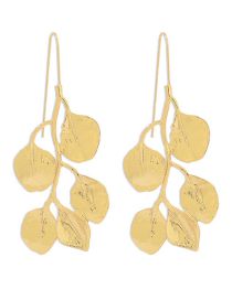 Fashion Gold Alloy Geometric Leaf Earrings