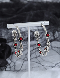 Fashion Silver Halloween Diamond Skull Earrings