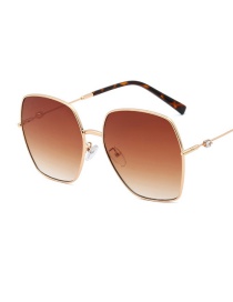 Fashion Gold/gradient Tea Metal Diamond Large Frame Sunglasses