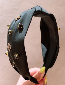Fashion Black Geometric Satin Knotted Black Drill Headband