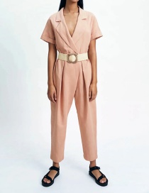 Fashion Pink Belted Jumpsuit