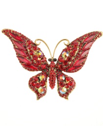 Fashion Big Red Cartoon Insect Butterfly Crystal Brooch