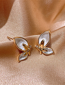 Fashion Golden Alloy Butterfly Stud Earrings