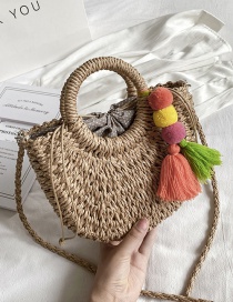 Fashion Khaki Straw Crossbody Handbag