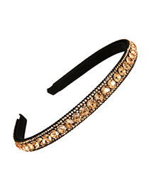 Fashion Champagne Alloy Fabric Stick Drill Headband