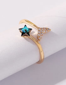 Fashion 14k Gold + Blu-ray Bronze Zirconium Mermaid Star Ring