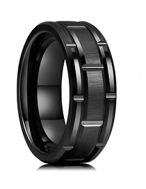 Fashion Black Stainless Steel Fluted Ring