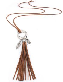 Fashion 1# Alloy Geometric Suede Rope Tassel Necklace
