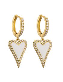 Fashion 20# Copper Inlaid Zirconium Oil Drip Love Heart Hoop Earrings