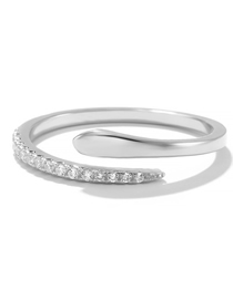 Fashion Platinum - White Diamond Metal Diamond Snake Open Ring
