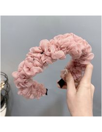 Fashion Silk Gauze Pink Fabric Silk Gauze Folds Wide Edge Hair Hoop