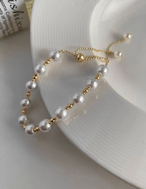 Fashion Gold Sterling Silver Pearl Gold Beaded Bracelet