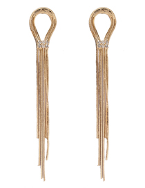 Fashion Gold Alloy Diamond Geometric Tassel Drop Earrings