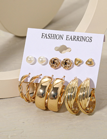 Fashion 4# Alloy Geometric Heart Circle Earrings Set