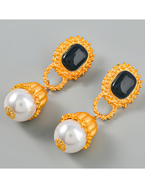 Fashion Gold Alloy Set Pearl Geometric Tassel Drop Earrings