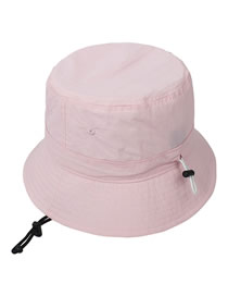 Fashion #1 Pink Solid Color Drawstring Bucket Hat