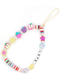 Fashion Color 1# Multi -color Eye Beaded Letter Letter Color Soft Ceramic Defense Throwing Mobile Phone Latch