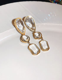 Fashion 8# Transparent Color (water Drop Square) Titanium Steel Geometric Square Drop Earrings