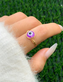 Fashion 6# Pure Copper Geometric Protein Eye Ring