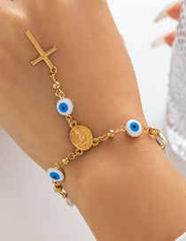 Fashion Bracelet Gold+blue 2082 Alloy Drip Eye Chain Cross Bracelet