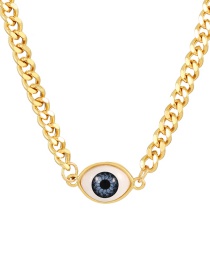 Fashion Navy Blue Resin Eyes Thick Chain Copper 18k Necklace