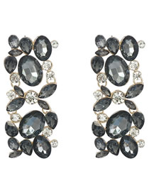 Fashion Grey Alloy Diamond Geometric Earrings