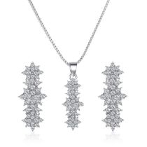 Conjunto De Collar Y Pendientes Geométricos De Diamantes De Metal