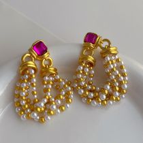 Fashion Gold Pearl Tassel Earrings