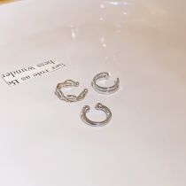 Fashion 78# Ear Clip-silver (set Of 3) Metal Geometric Ear Clip Set