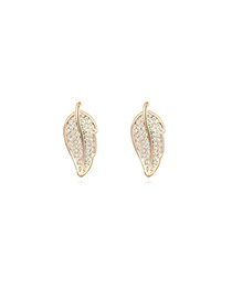 Acrylic white&Champagnegold diamonddecoratedleafshapedesign alloy Crystal Earrings