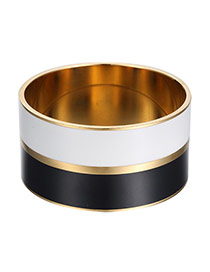 Fashion Black Color Matching Decorated Simple Design  Stainless Steel Fashion Bangles