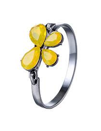 Elegant Yellow Bowknot Decorated Simple Design  Alloy Fashion Bangles