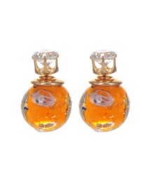 Fashion Dark Orange Diamond Decorated Simple Round Earrings